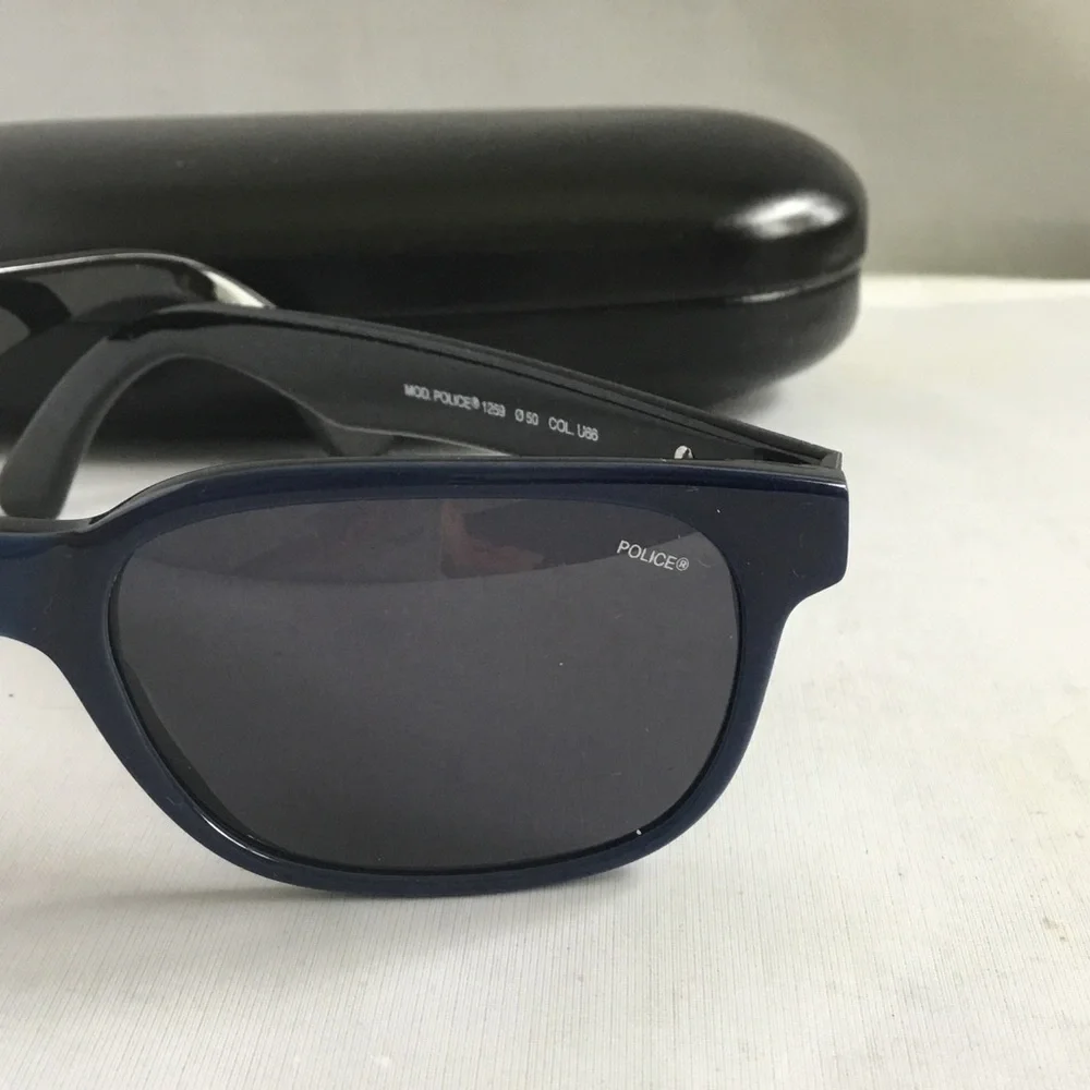 Police Navy Blue Sunglasses with Black Case